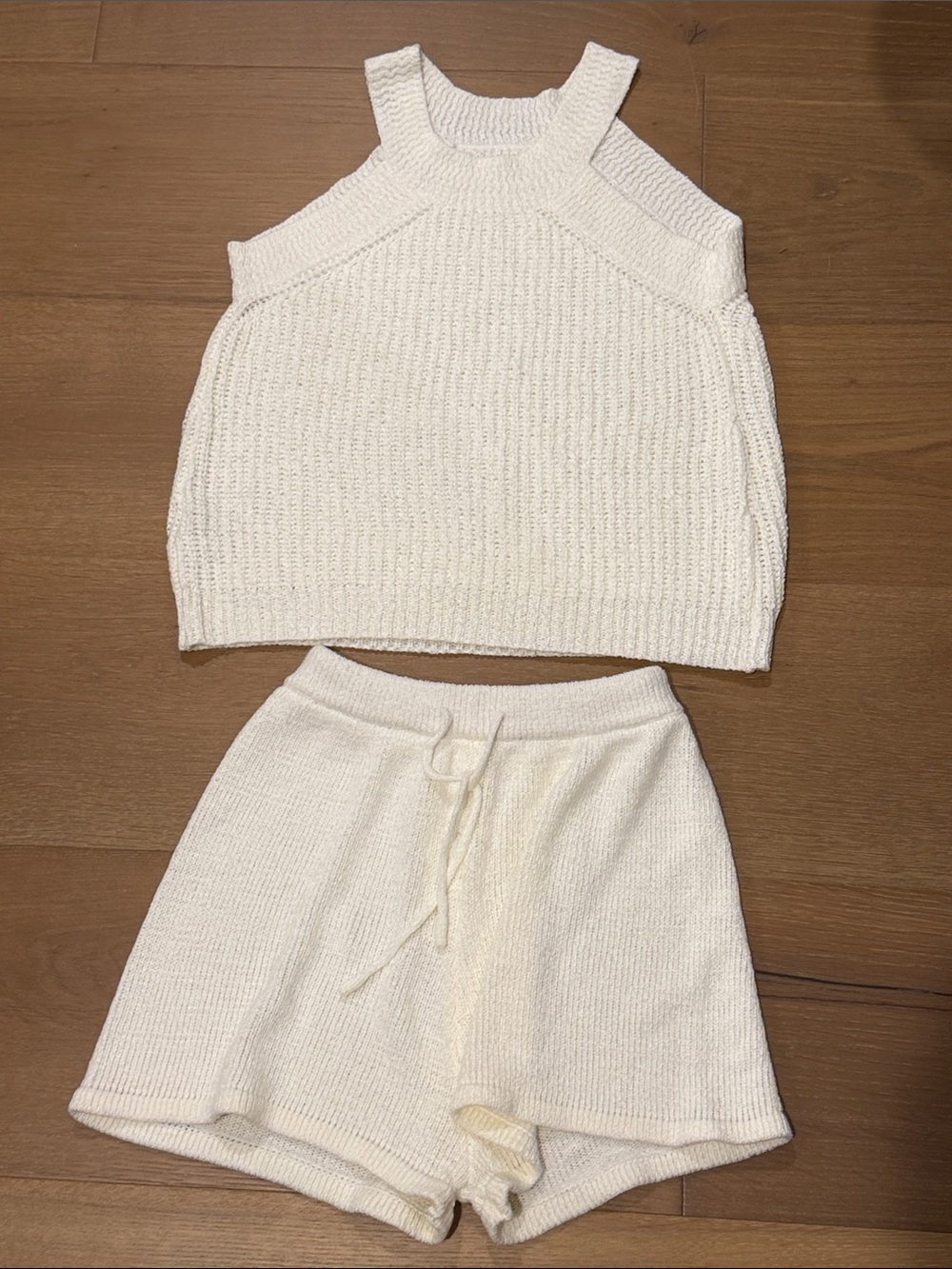 Amazon Cream Knit Women's Drawstring Lounge Shorts